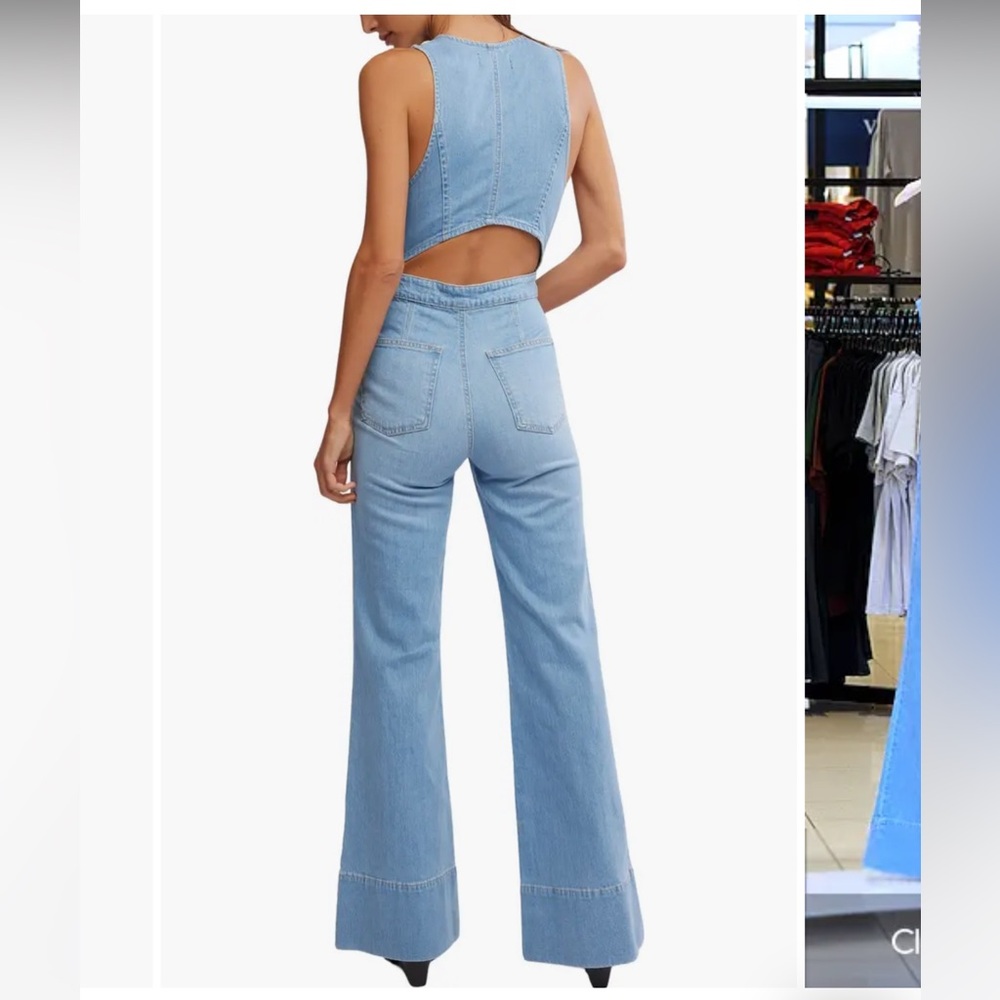 Free People Blue Flare Wide Leg Jeans‼️‼️ - Picture 2 of 8